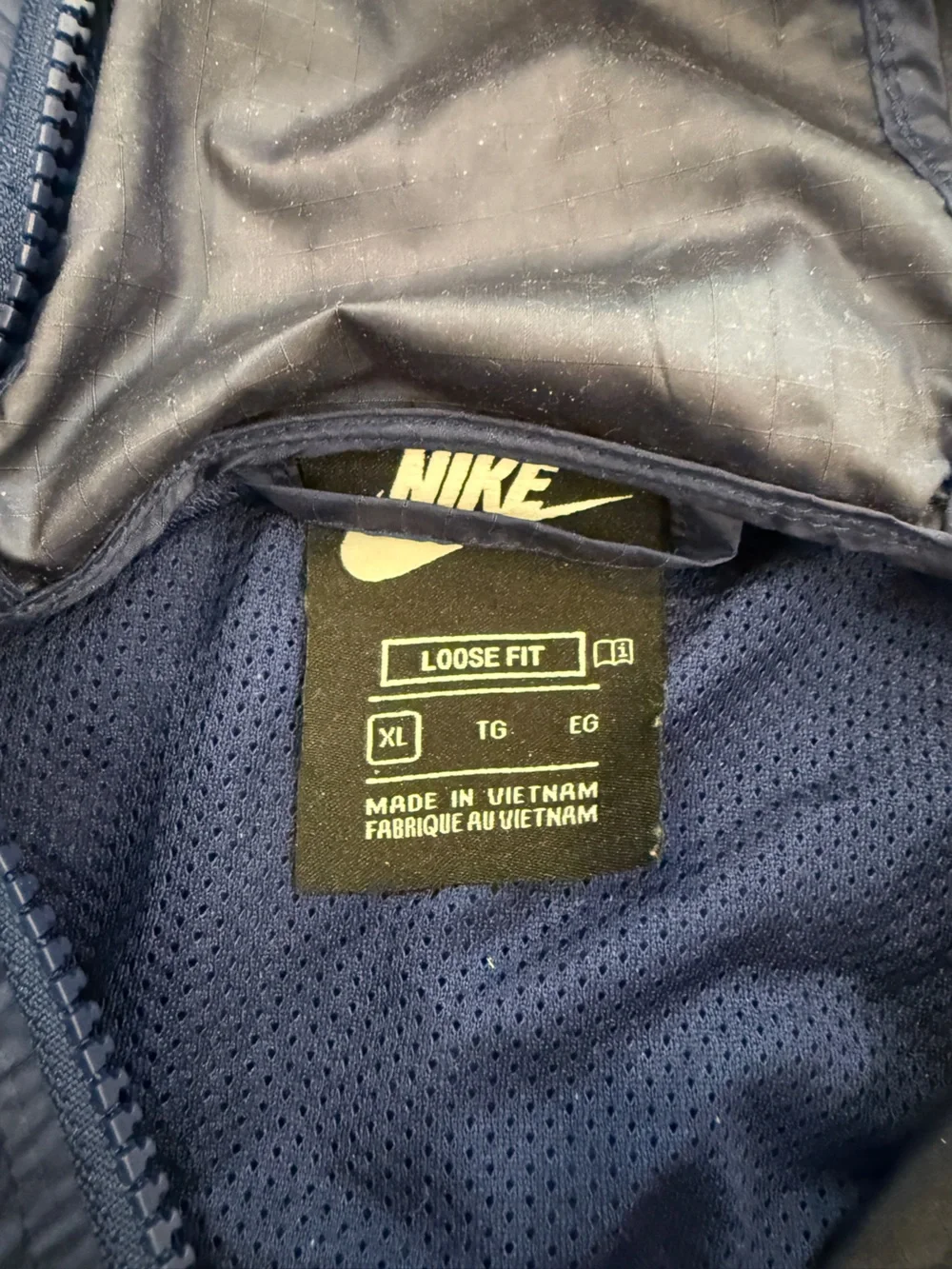 Nike Navy Windbreaker Jacket with White Swoosh Tag